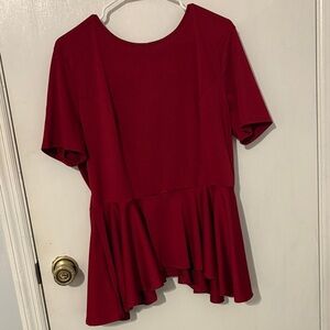 Elegant Red Women's Peplum Top